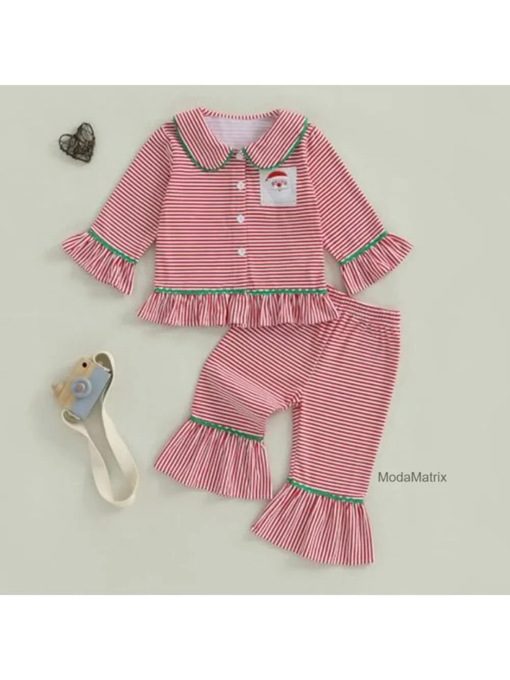 Ruffled Cotton Pajama Set 2-Piece Long Sleeve Girls Lounge Wear